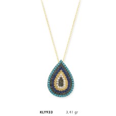 14 Ayar Altın Nazar Boncuğu Kolye KLY933