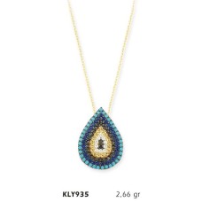 14 Ayar Altın Nazar Boncuğu Kolye KLY935