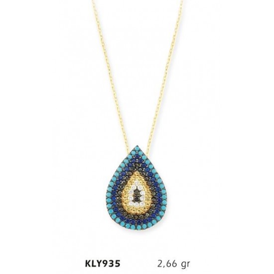 14 Ayar Altın Nazar Boncuğu Kolye KLY935