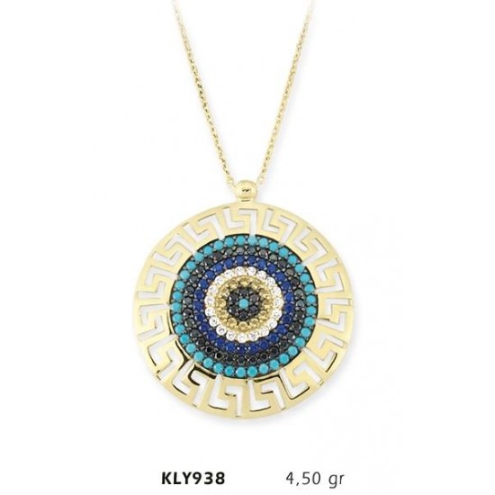 14 Ayar Altın Nazar Boncuğu Kolye KLY938