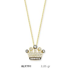 14 Ayar Altın Kral Tacı Kolye KLY791