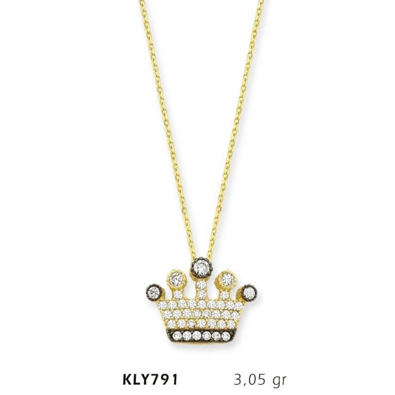 14 Ayar Altın Kral Tacı Kolye KLY791 14 Ayar Altın Kral Tacı Kolye KLY791