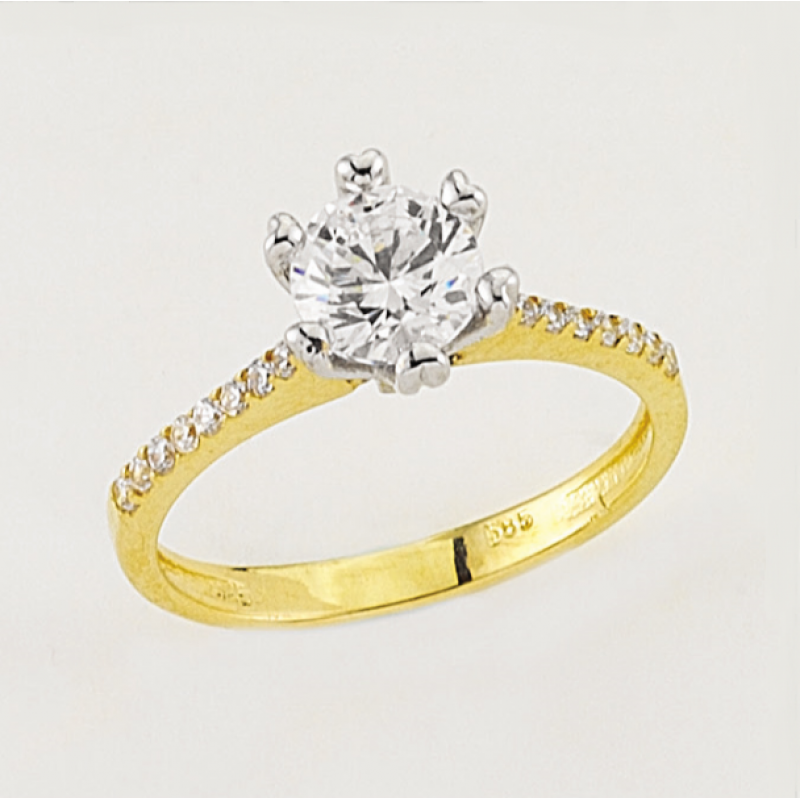 14 Ayar Altın Tektaş Yüzük E36