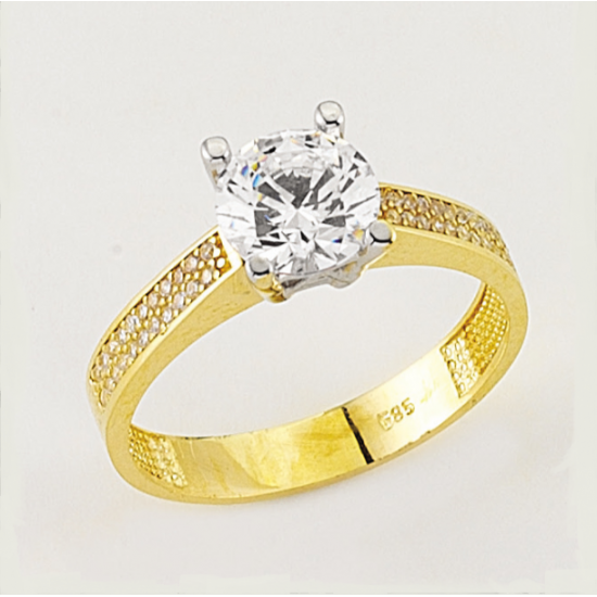 14 Ayar Altın Tektaş Yüzük E37