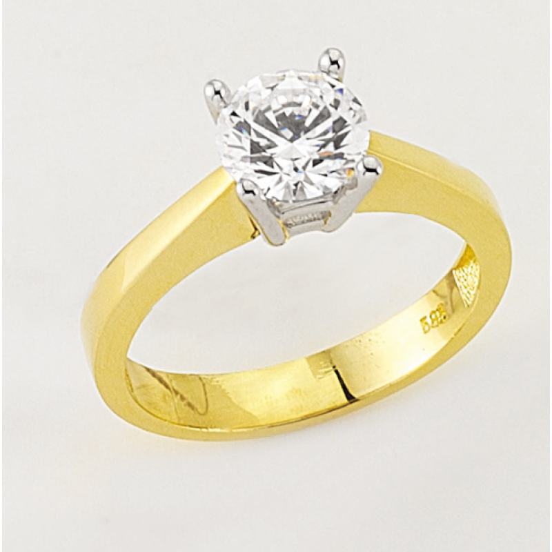 14 Ayar Altın Tektaş Yüzük E45 14 Ayar Altın Tektaş Yüzük E45