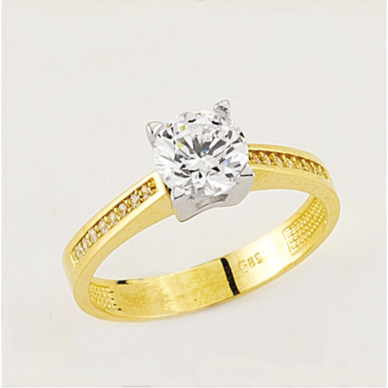 14 Ayar Altın Tektaş Yüzük E38 14 Ayar Altın Tektaş Yüzük E38