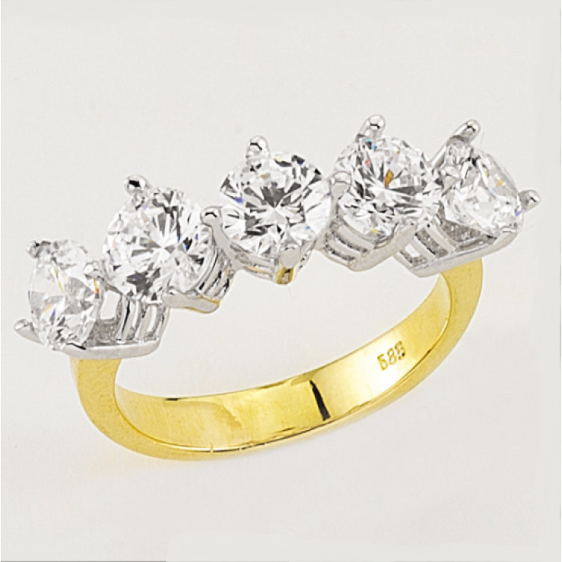 14 Ayar Altın Beştaş Yüzük E67