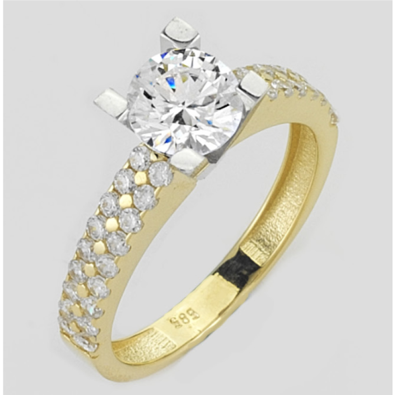 14 Ayar Altın Tektaş Yüzük E115 14 Ayar Altın Tektaş Yüzük E115