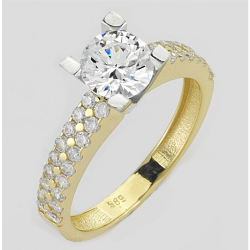 14 Ayar Altın Tektaş Yüzük E115 14 Ayar Altın Tektaş Yüzük E115