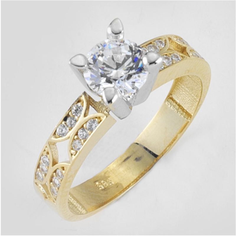 14 Ayar Altın Tektaş Yüzük E148 14 Ayar Altın Tektaş Yüzük E148