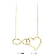 14 Ayar Altın Kalp Sonsuzluk Kolye KLY407