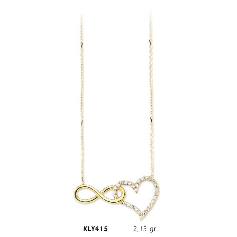 14 Ayar Altın Kalp Sonsuzluk Kolye KLY415