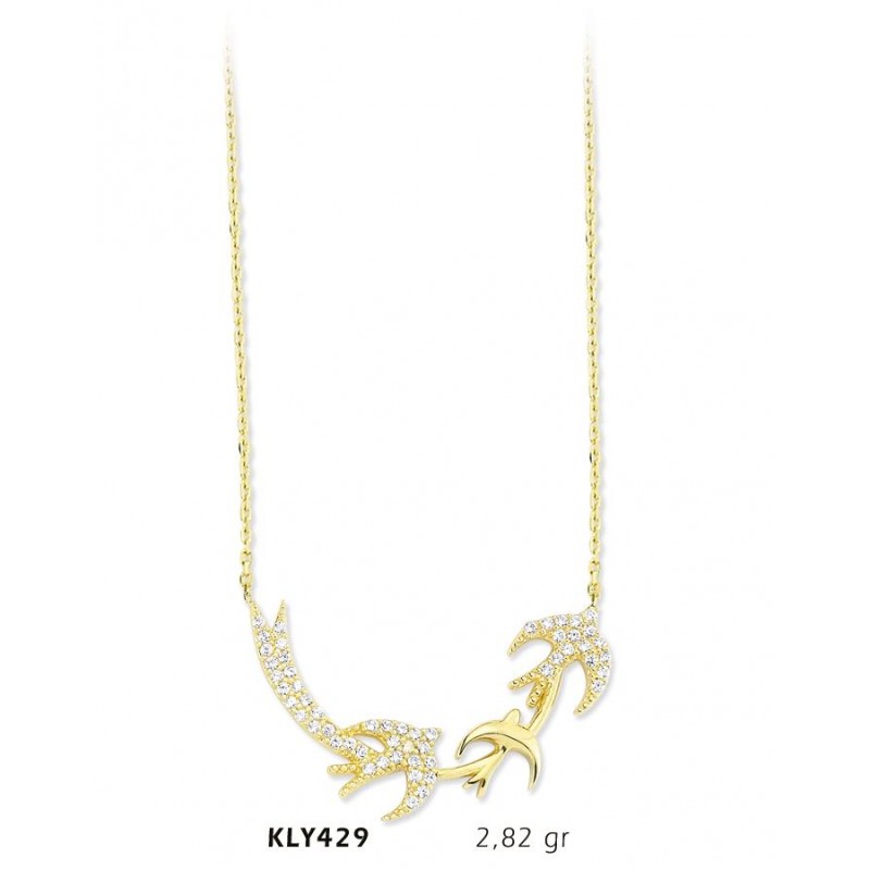 14 Ayar Altın Kırlangıç Kuşu Kolye KLY429