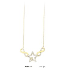 14 Ayar Altın Yıldız Sonsuzluk Kolye KLY430