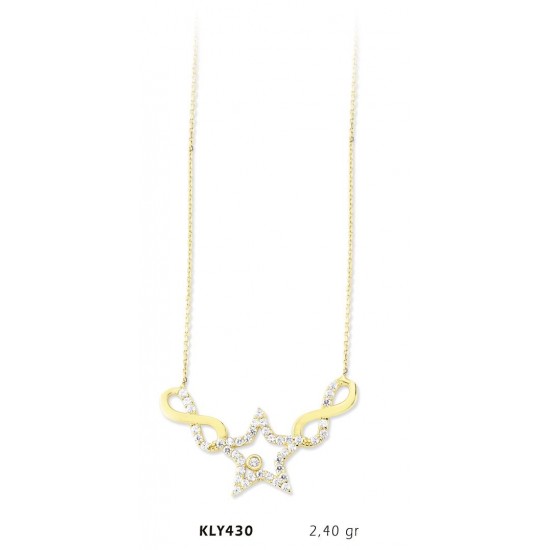 14 Ayar Altın Yıldız Sonsuzluk Kolye KLY430 14 Ayar Altın Yıldız Sonsuzluk Kolye KLY430
