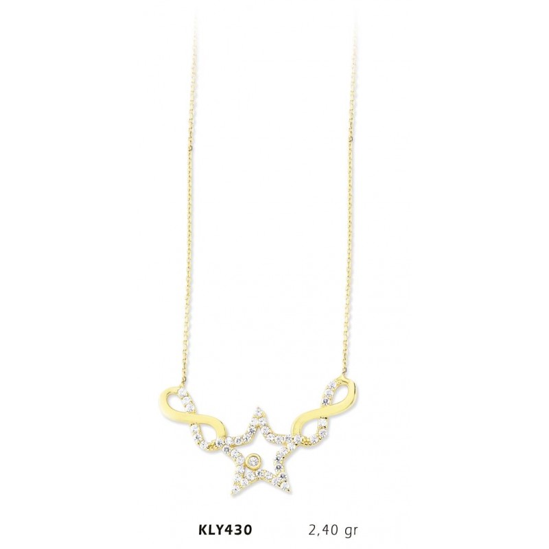 14 Ayar Altın Yıldız Sonsuzluk Kolye KLY430