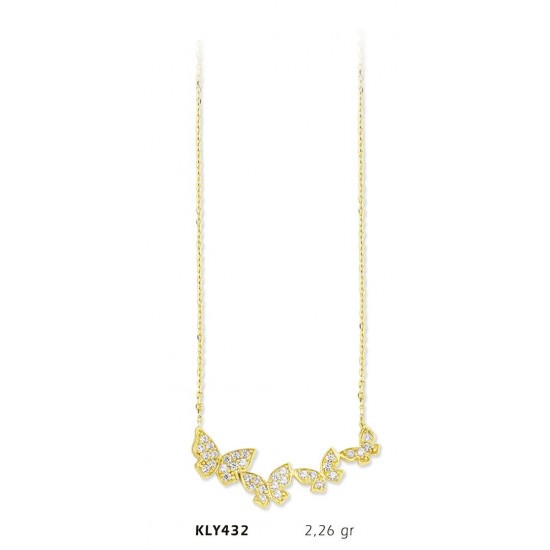 14 Ayar Altın Kelebek Kolye KLY432