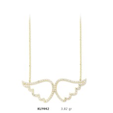 14 Ayar Altın Melek Kanadı Kolye KLY442