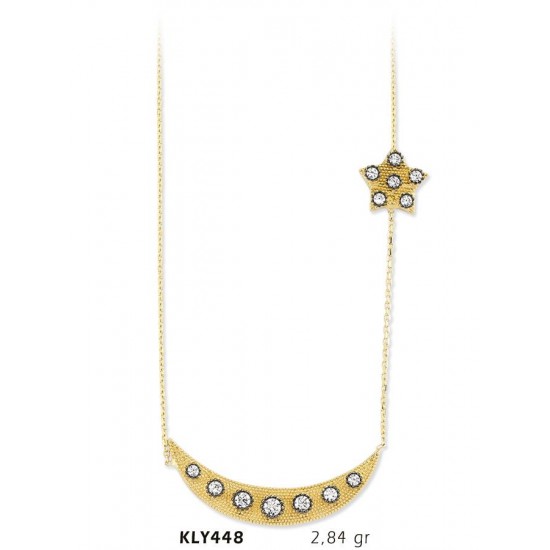 14 Ayar Altın Ay Yıldız Kolye KLY448