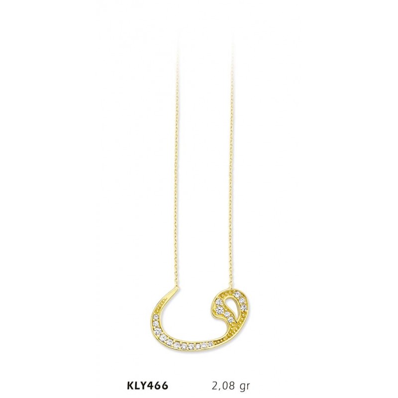 14 Ayar Altın Vav Kolye KLY466