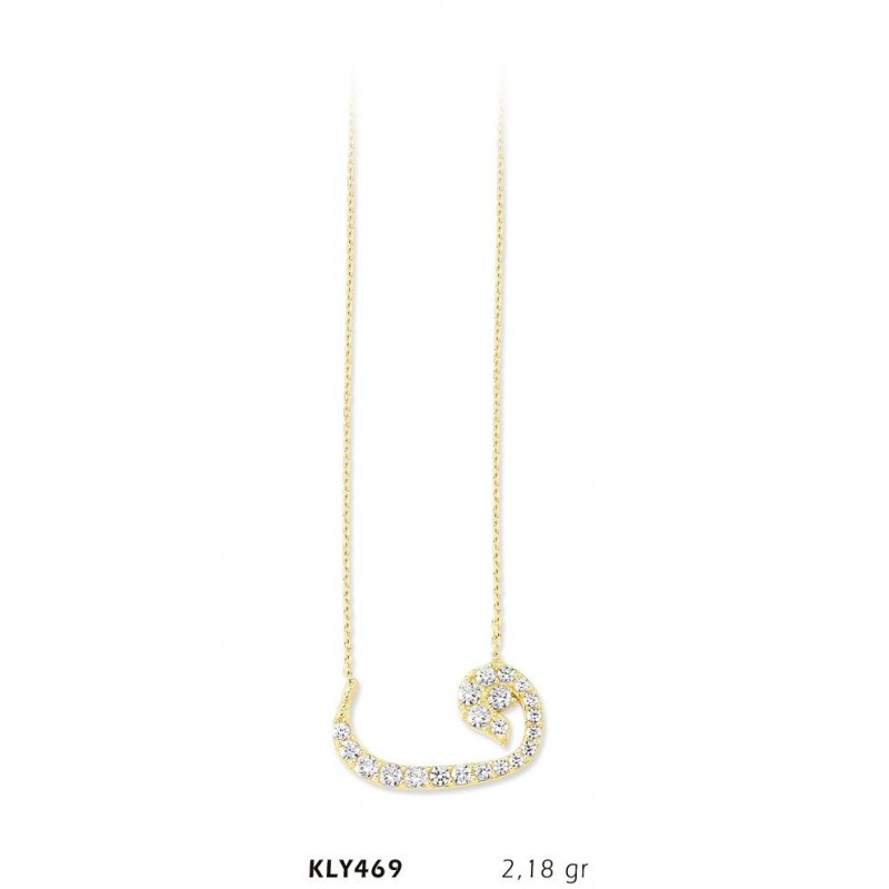 14 Ayar Altın Vav Kolye KLY469