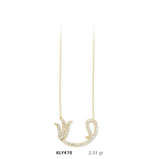 14 Ayar Altın Vav Kolye KLY470
