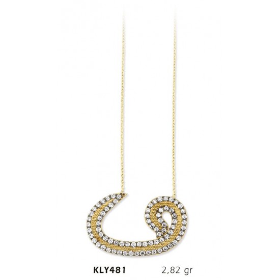 14 Ayar Altın Vav Kolye KLY479