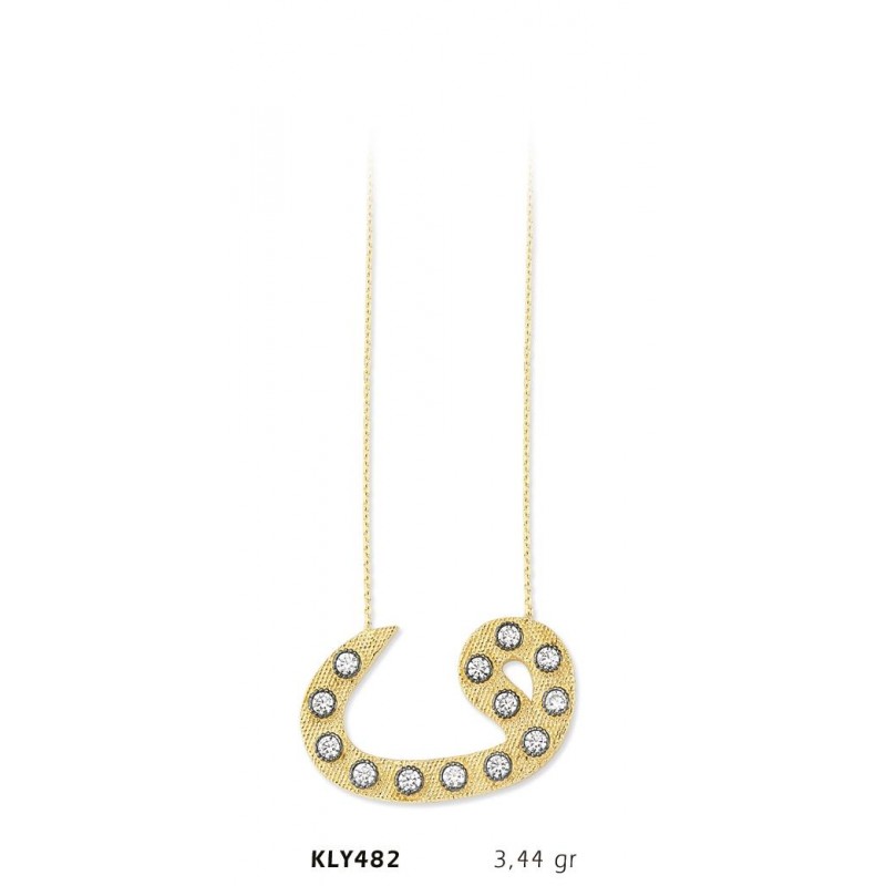 14 Ayar Altın Vav Kolye KLY482