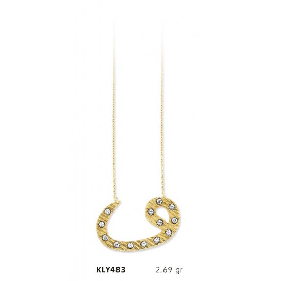 14 Ayar Altın Vav Kolye KLY483