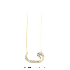14 Ayar Altın Vav Kolye KLY484