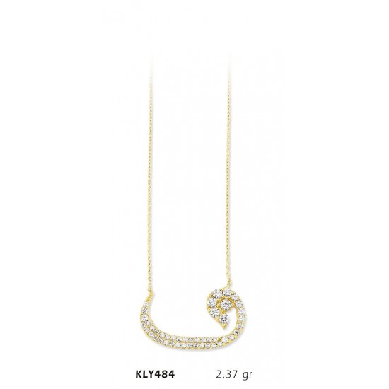 14 Ayar Altın Vav Kolye KLY484