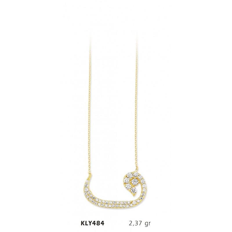 14 Ayar Altın Vav Kolye KLY484