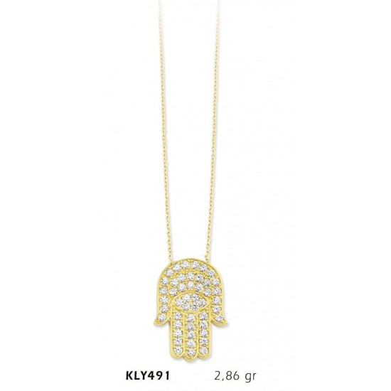 14 Ayar Altın Fatma Eli Kolye KLY491