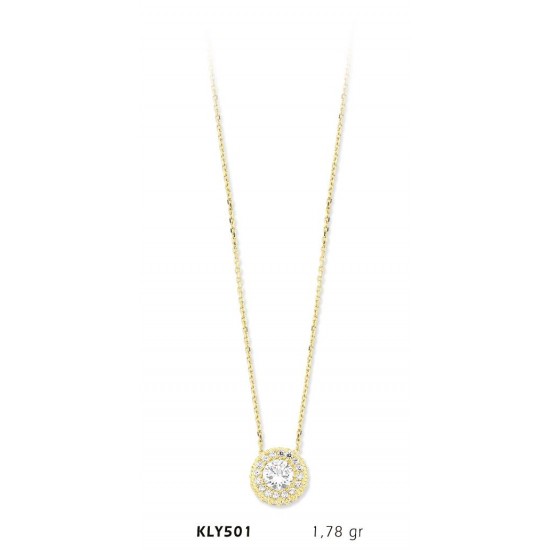 14 Ayar Altın Tektaş Kolye KLY501 14 Ayar Altın Tektaş Kolye KLY501