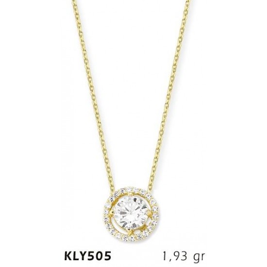 14 Ayar Altın Tektaş Kolye KLY505 14 Ayar Altın Tektaş Kolye KLY505