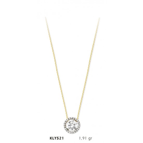 14 Ayar Altın Tektaş Kolye KLY521