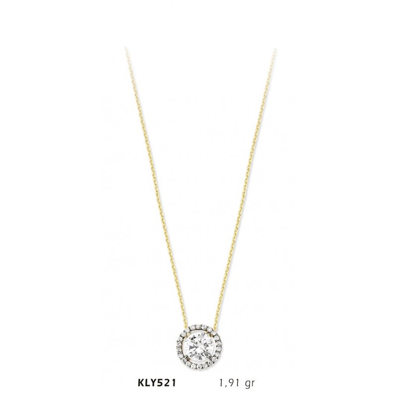 14 Ayar Altın Tektaş Kolye KLY521