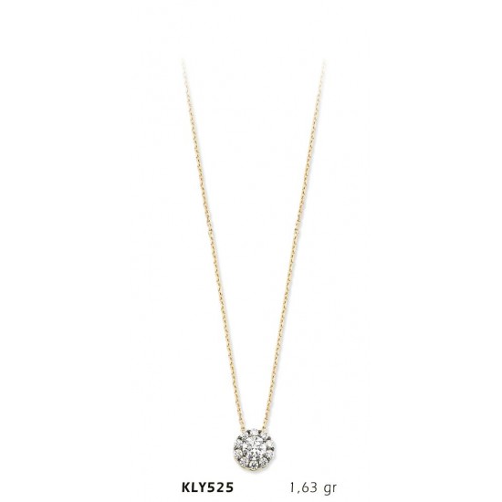 14 Ayar Altın Tektaş Kolye KLY525