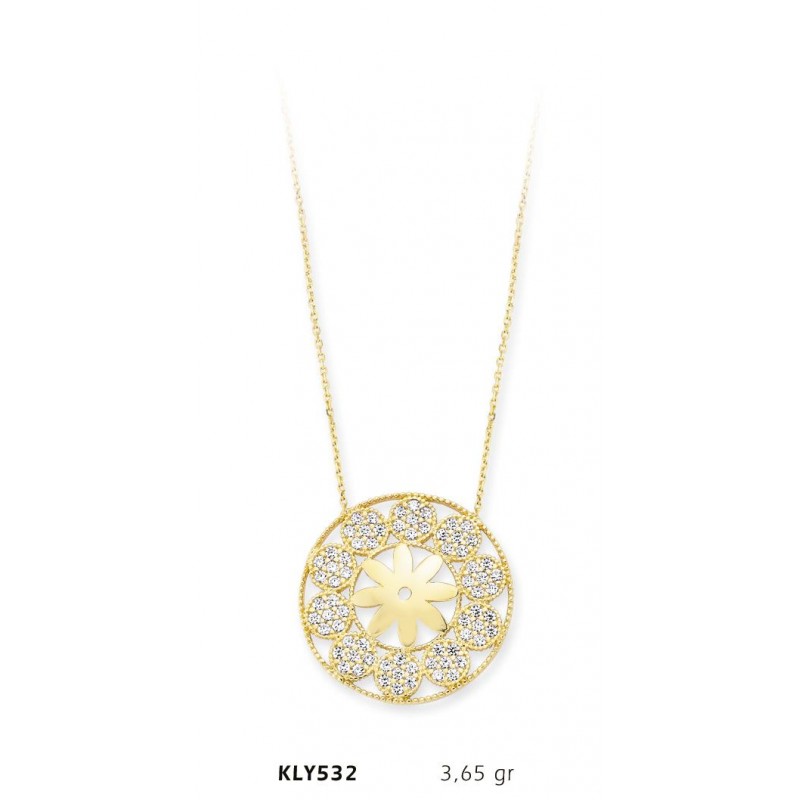 14 Ayar Altın Papatya Kolye KLY532