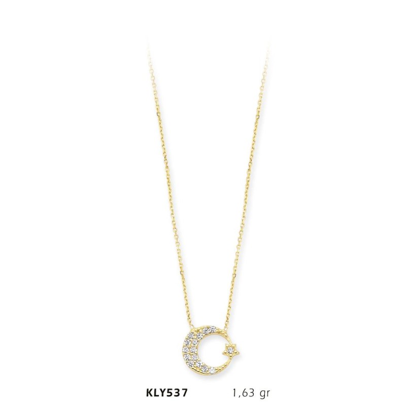 14 Ayar Altın Ay Yıldız Kolye KLY537 14 Ayar Altın Ay Yıldız Kolye KLY537