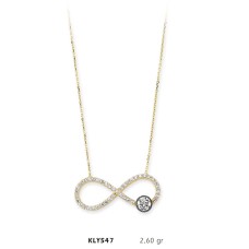 14 Ayar Altın Tektaş Sonsuzluk Kolye KLY547