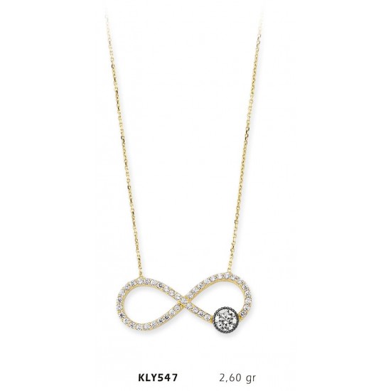 14 Ayar Altın Tektaş Sonsuzluk Kolye KLY547