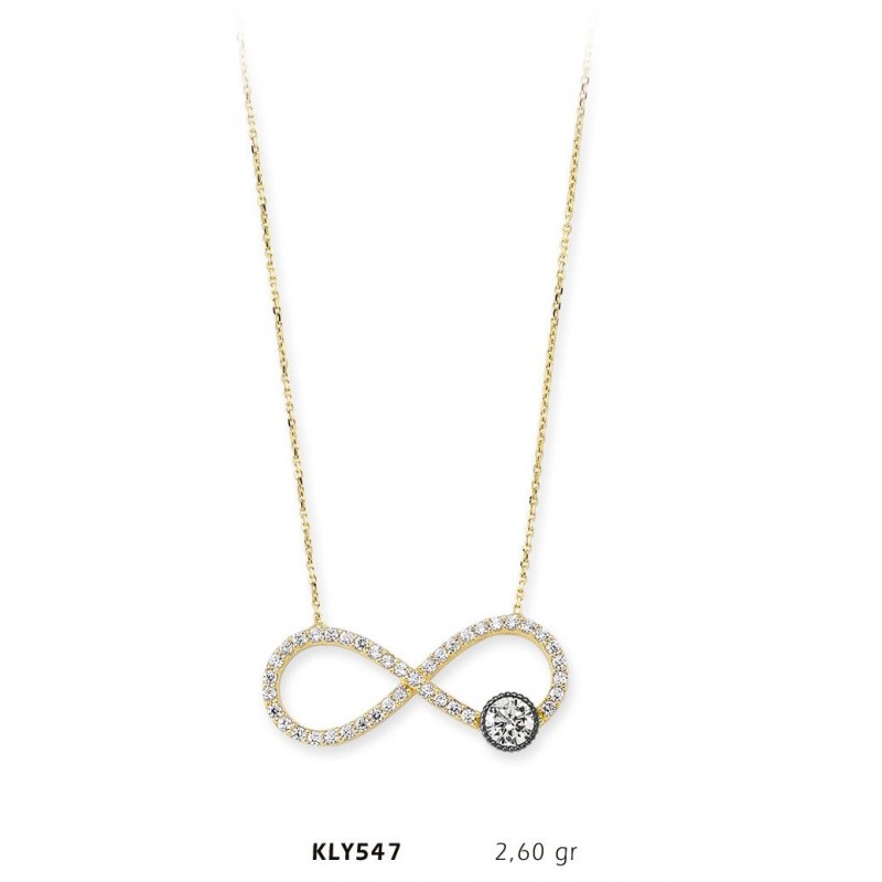 14 Ayar Altın Tektaş Sonsuzluk Kolye KLY547