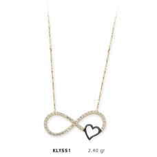 14 Ayar Altın Kalp Sonsuzluk Kolye KLY551