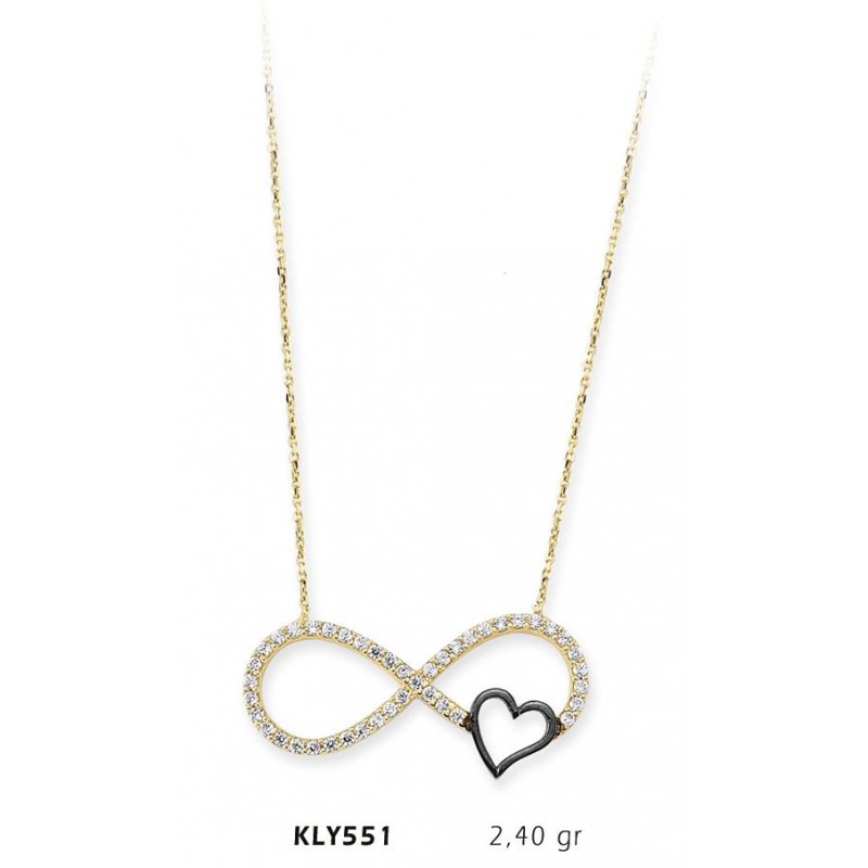 14 Ayar Altın Kalp Sonsuzluk Kolye KLY551