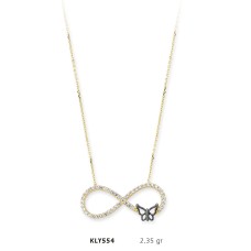14 Ayar Altın Kelebek Sonsuzluk Kolye KLY554