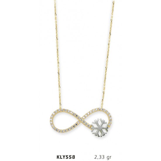 14 Ayar Altın Kar Tanesi Sonsuzluk Kolye KLY558