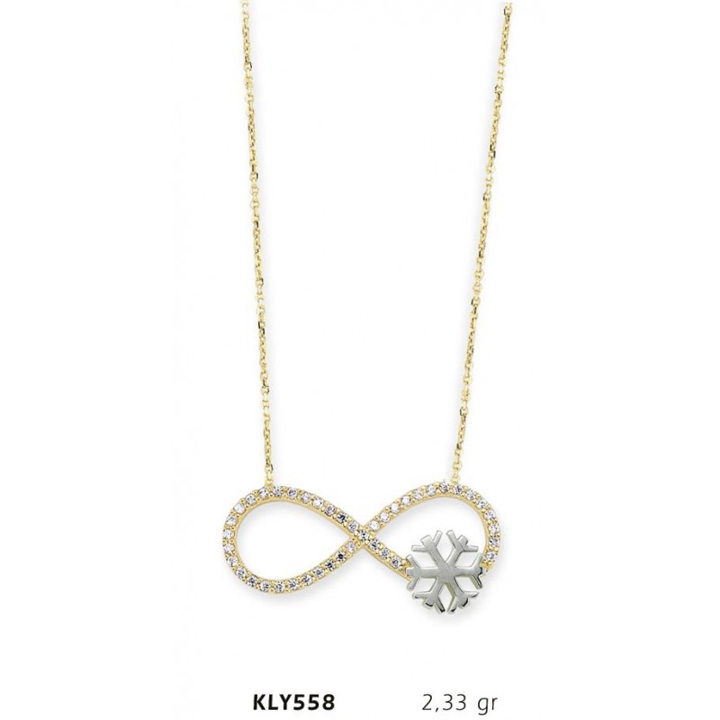 14 Ayar Altın Kar Tanesi Sonsuzluk Kolye KLY558 14 Ayar Altın Kar Tanesi Sonsuzluk Kolye KLY558