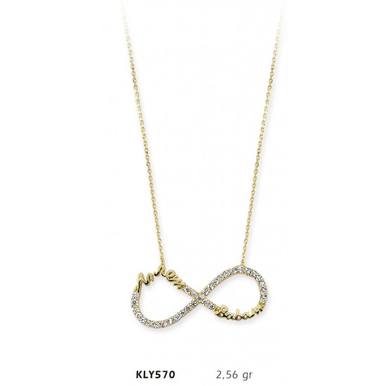 14 Ayar Altın Annem Babam Sonsuzluk Kolye KLY570 14 Ayar Altın Annem Babam Sonsuzluk Kolye KLY570