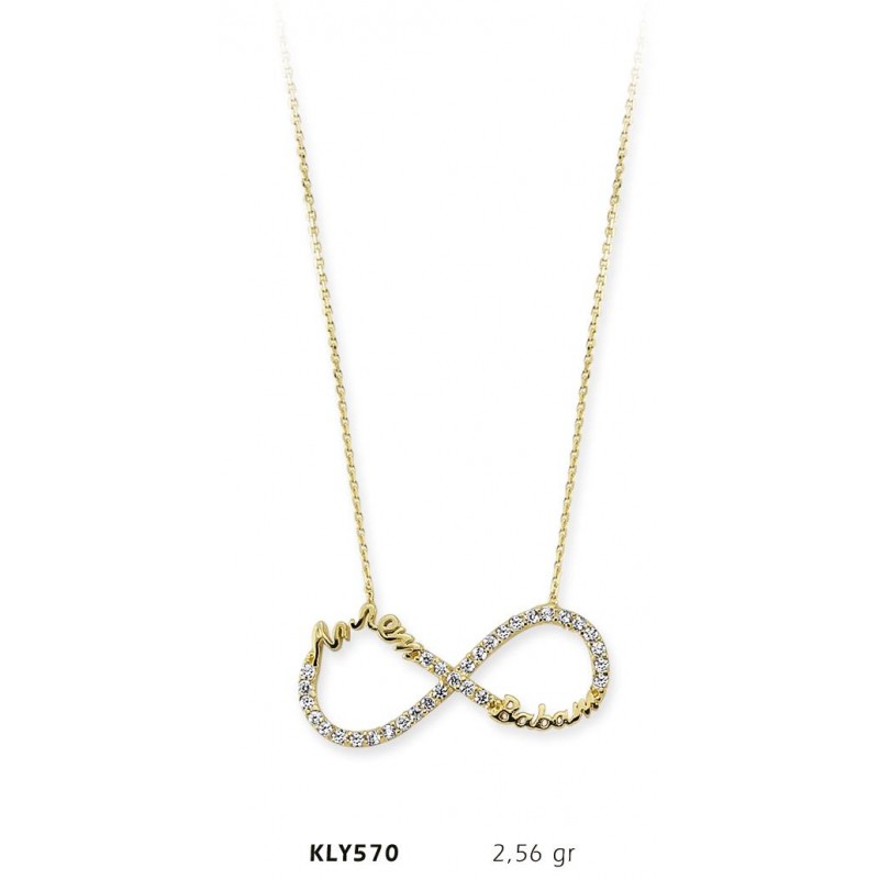 14 Ayar Altın Annem Babam Sonsuzluk Kolye KLY570